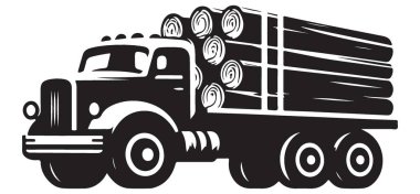 Orman endüstrisi için kamyon silueti vektör çizimi