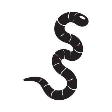 Kıvranan Solucan Silüeti Emekleyen Görüntü Siyah ve Beyaz Vektör