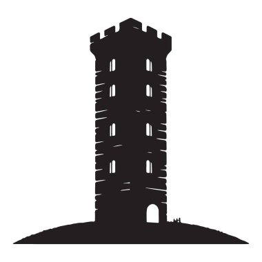 Ortaçağ Kulesi Silüet Vektör Grafik Antik Kale Tasarımı