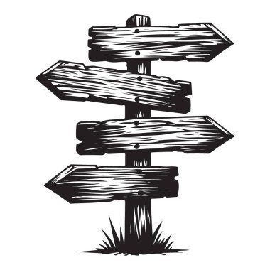 Tahta İmza Postası Vektör Resimlendirme Yönlendirme Silueti Grafiği