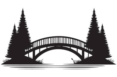 Kemerli Köprü Silüeti Vektör Resimlendirme Manzarası Geçiş Tasarımı