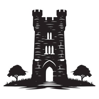 Ortaçağ Kalesi Vektör İllüstrasyon Kalesi Silüeti Grafiği