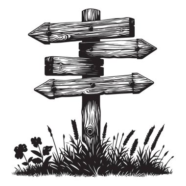 Yön Tahta İşareti Vektör İllüstrasyon İmza Grafiği