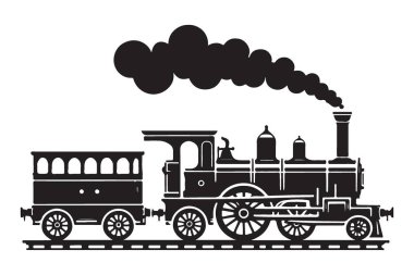 Nostaljik Tasarım Projeleri için Vintage Buhar Treni Vektörü İllüstrasyonu
