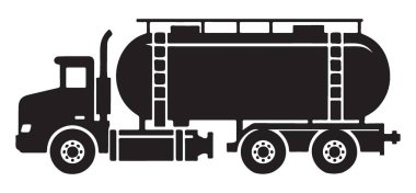 Lojistik ve Ulaşım için Siluet Tanker Kamyonu Vektör İllüstrasyonu