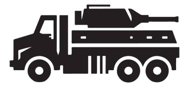 Siluet Askeri Kamyon Vektör Resimli Zırhlı Araç Tasarımı Elemanı