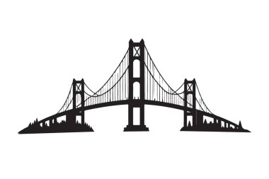 Golden Gate Köprüsü Siluet Vektör İllüstrasyonu San Francisco Simge Tasarımı