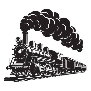 Antika Buhar Treni İllüstrasyonu Nostaljik Ulaşım Geçmişini Yakalıyor