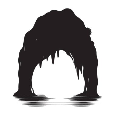 Gizemli Mağara Silueti Su Yansımalı Görüntü