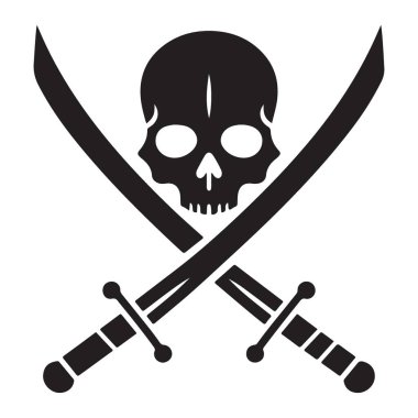 Siluet Kafatası ve Çapraz Kemikler Sembol Tasarım Vektörü Resimleri