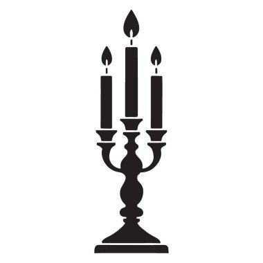 Zarif Şamdan Siluet Vektör Dekorasyon ve Işıklandırma Tasarımı