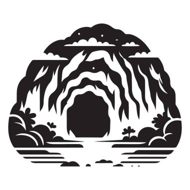 Karanlık Mağara Girişi Siluet Vektör Görüntü Tasarımları