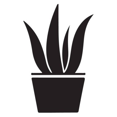 Aloe vera bitki silueti doğal güzellik cilt konsepti için