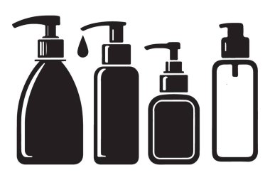 Kozmetik Markalaşma İçin Zarif Losyon Şişesi Siluet Vektörleri