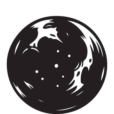 Kraterleri ve ruhani ışıltısı olan gizemli ay silueti.