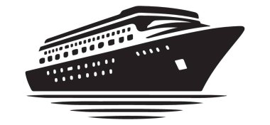 Gezi Gemisi Siluet Vektör Seyahat ve Turizm İllüstrasyonu