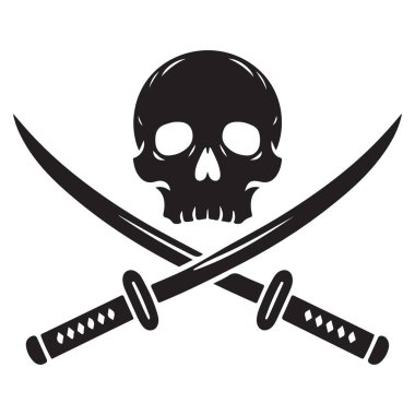 Kafatası ve çapraz kılıçlar korsan sembolü tehlike silueti tasarımı