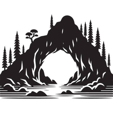 Dramatik Sahilsel Görüntü Görüntü Görüntü Görüntü Vektör Doğa Çizimi