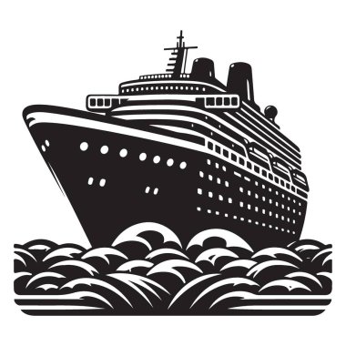 Okyanus Silüeti Vektör Sanat Resminde Gemi Gezisi