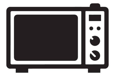 Siluet Mikrodalga Fırın Vektörü Grafik Mutfak Aletleri Çizim Tasarımı