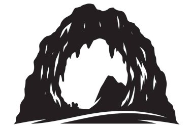 Muhteşem Mağara Silueti Macera Sanatı için Vektör İllüstrasyonu