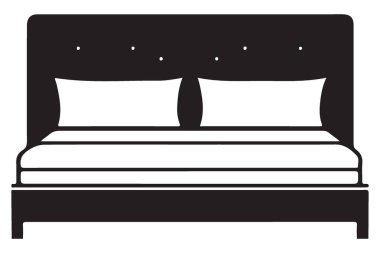 Yatak odası iç tasarımı için yatak başlıklı zarif yatak illüstrasyonu