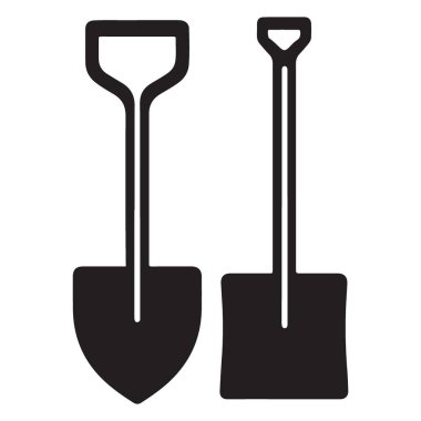 Bahçıvanlık Kürekleri Araç Vektör İllüstrasyonu Kazı Malzemeleri Silüet Tasarımı