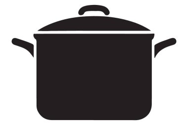 Pişirme Tenceresi Silüeti Vektör İllüstrasyon Mutfak Malzemeleri Tasarım Kaynağı