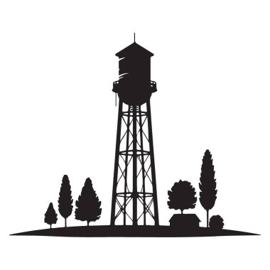 Su Kulesi Vektör Manzarası Şehir Sahnesi Sanatı