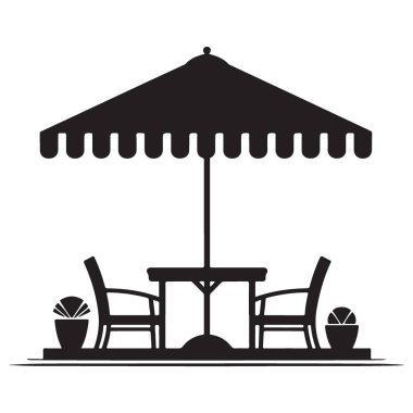 Şemsiye ve Koltuk ile Açık Bahçe Silueti Rahatlıyor