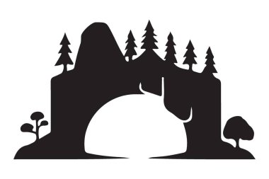 Dramatik Dağ Kemeri Silüeti Tasarımı Ağaç Resimleri Sanatı