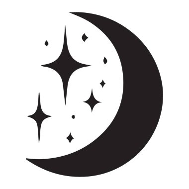 Parlayan Yıldızlarla Hilal Ay Gizemli Gece Gökyüzü Sanatı