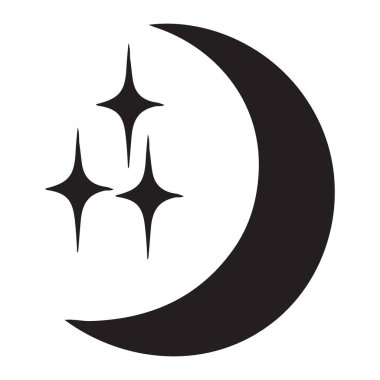 Parlayan Yıldızlar 'ın Siluet Çizimi Gece Tasarımı ile Hilal Ay