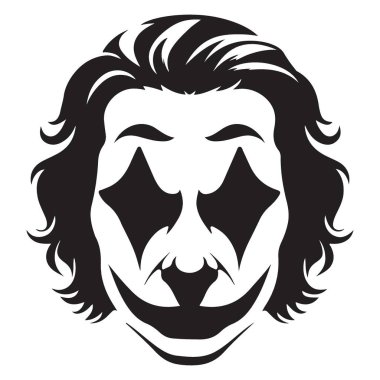 Kara Elmas Gözlü Joker Yüzlü Siluet Vektör Sanatı