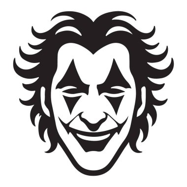 Joker Gülümseyen Siluet Çizim Vektörü Neşeli Palyaço
