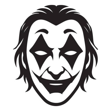 Joker Silueti Minimalist Gülümseyen Vektör Tasarımı