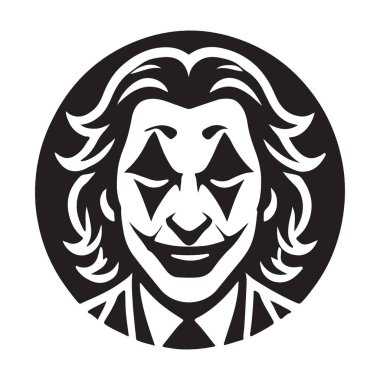 Joker Silueti Vektör İllüstrasyonu, Batman Kötüsü, Kara Şövalye İlhamı