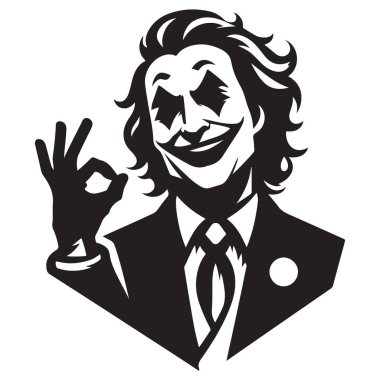 Joker karakter tasarımı illüstrasyonu markalaşma projeleri için ideal siyah siluet