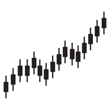 Borsa grafiği çizelgesi yükselen eğilim analizi siyah siluet