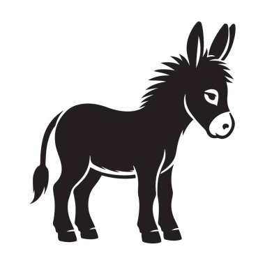 Eşek hayvan illüstrasyonu çiftlik hayvanları vektör görüntüsü siyah siluet