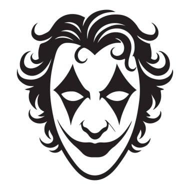 Boyalı Palyaço Makyajlı Joker Silueti Yüz Vektörü ResmiComment