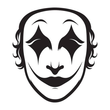 Ürkütücü Joker Yüz Vektör Sanat Çizimi Maskeler İçin Tasarım