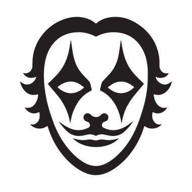 Karanlık Tasarım için Minimalist Silüet Joker Yüz Vektör İllüstrasyonu