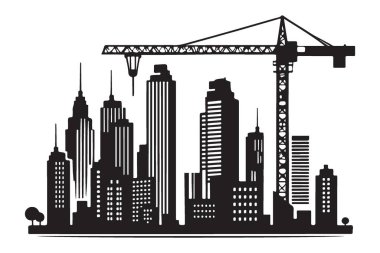 Dramatik Şehir Manzarası Silueti İnşaat Altında Kentsel Büyümenin Bir Görüşü