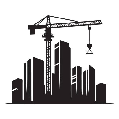 Gökdelen İnşaat Silueti ve Crane Şehir Binası Resimleri