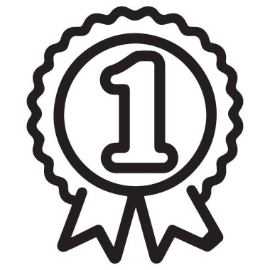 Birincilik Rosette ikonu ödüllü başarı illüstrasyon vektörü