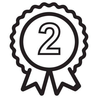 İkinci sırada Rosette sembolü başarı ödülü grafik vektör illüstrasyonu