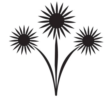 Üç çiçekli siluet buket çiçek düzenleme vektör illüstrasyonu