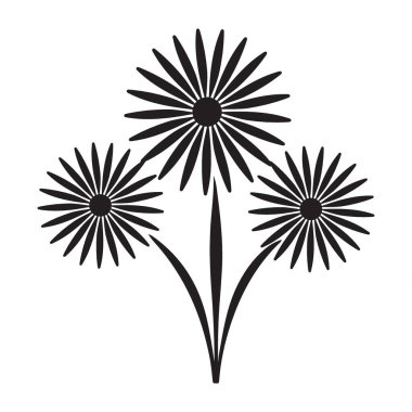 Zarif Siyah Siluet Karahindiba Çiçek Düzenleme Vektör Sanat Tasarımı