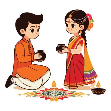 Duvar kâğıdı tasarımı için enfes Hint Festivali İllüstrasyonuName